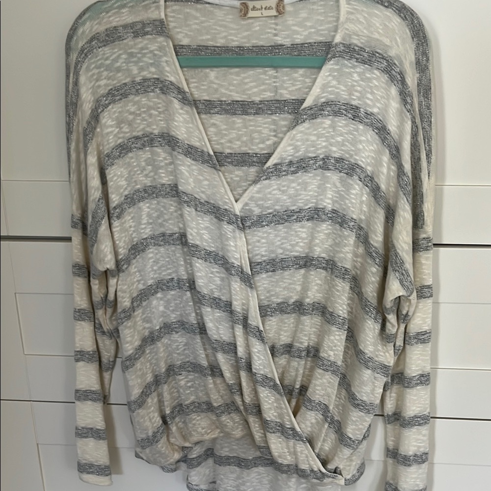 Altar'd State Gray and White Knit Top